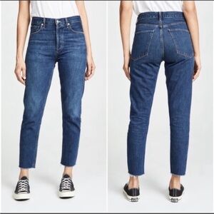 AGOLDE Riley High Waisted Straight Leg Crop Jeans Blue 23